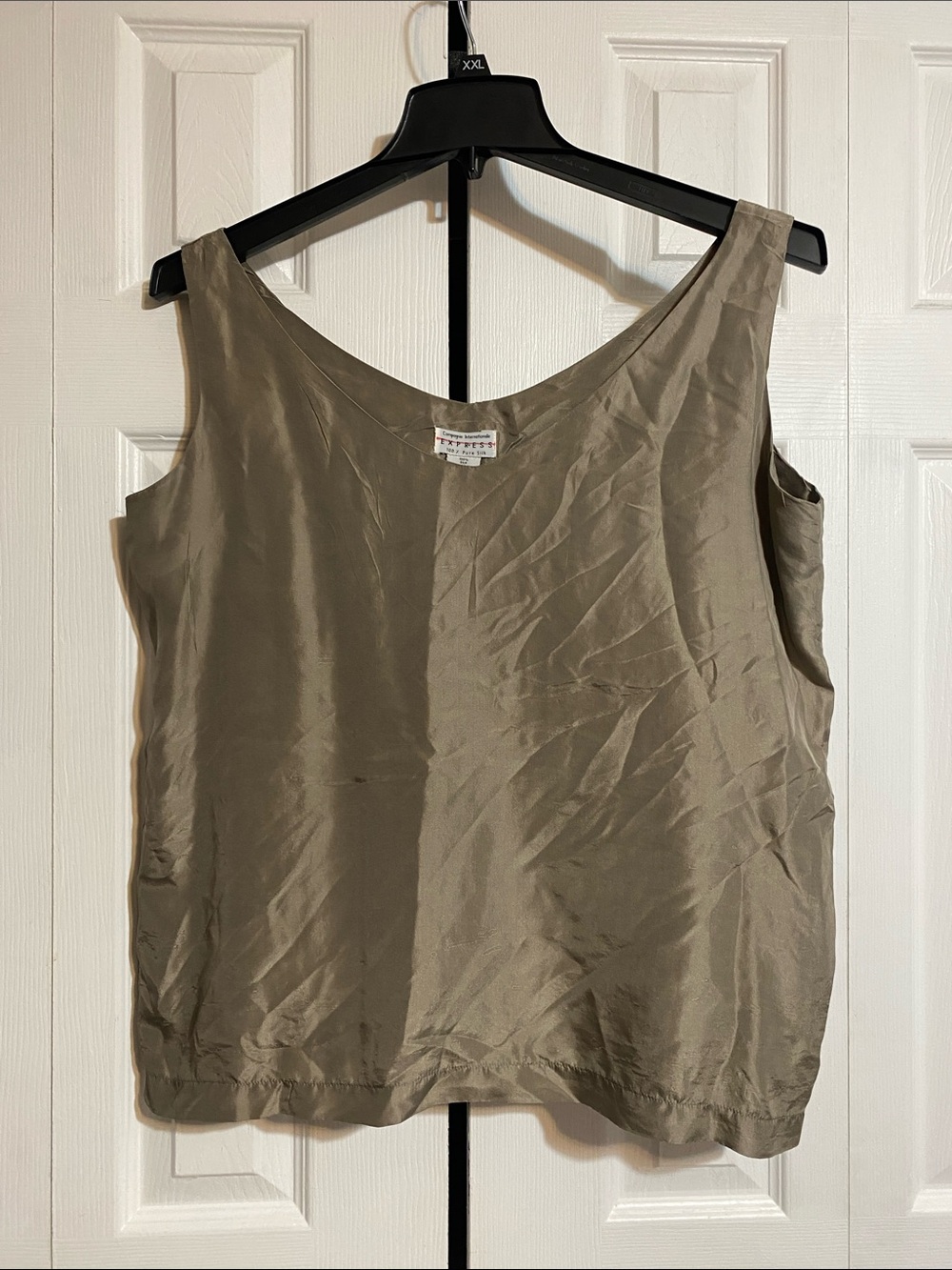 Express Beige Tan Silk lightweight Tank Top shirt size LARGE